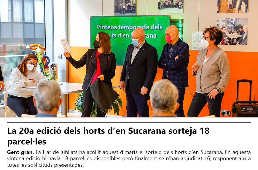 La 20a edició dels horts d’en Sucarana sorteja 18 parcel·les