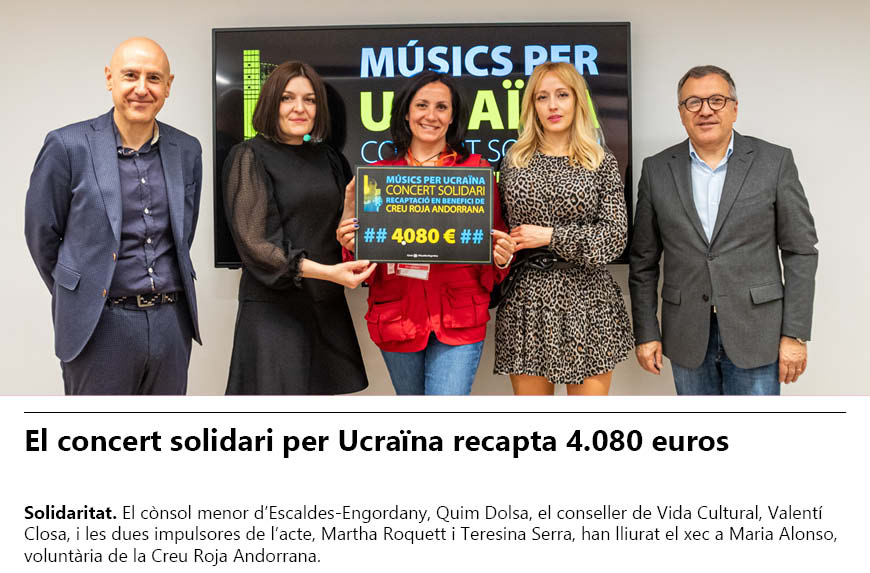 El concert solidari per Ucraïna recapta 4.080 euros